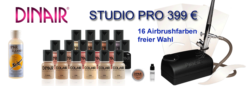 Dinair Airbrush Make up, Airbrushfarben, Airbrush, Mini-Kompressor, Airbrush-Pistole